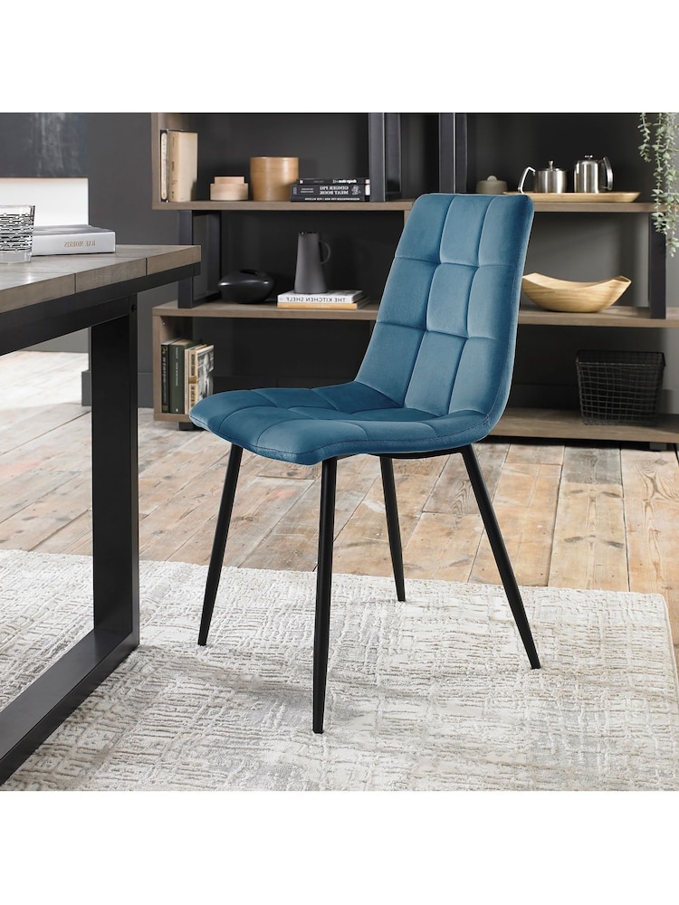 Bentley Designs Set of 2 Petrol Blue Mondrian Velvet Fabric Chairs - Image 2 of 4
