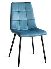 Bentley Designs Set of 2 Petrol Blue Mondrian Velvet Fabric Chairs - Image 3 of 4