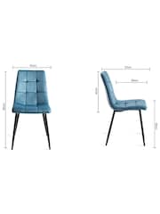 Bentley Designs Set of 2 Petrol Blue Mondrian Velvet Fabric Chairs - Image 4 of 4