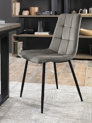 Bentley Designs Set of 2 Grey Mondrian Velvet Fabric Chairs - Image 2 of 4