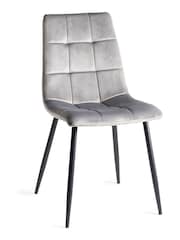 Bentley Designs Set of 2 Grey Mondrian Velvet Fabric Chairs - Image 3 of 4