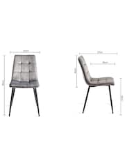 Bentley Designs Set of 2 Grey Mondrian Velvet Fabric Chairs - Image 4 of 4