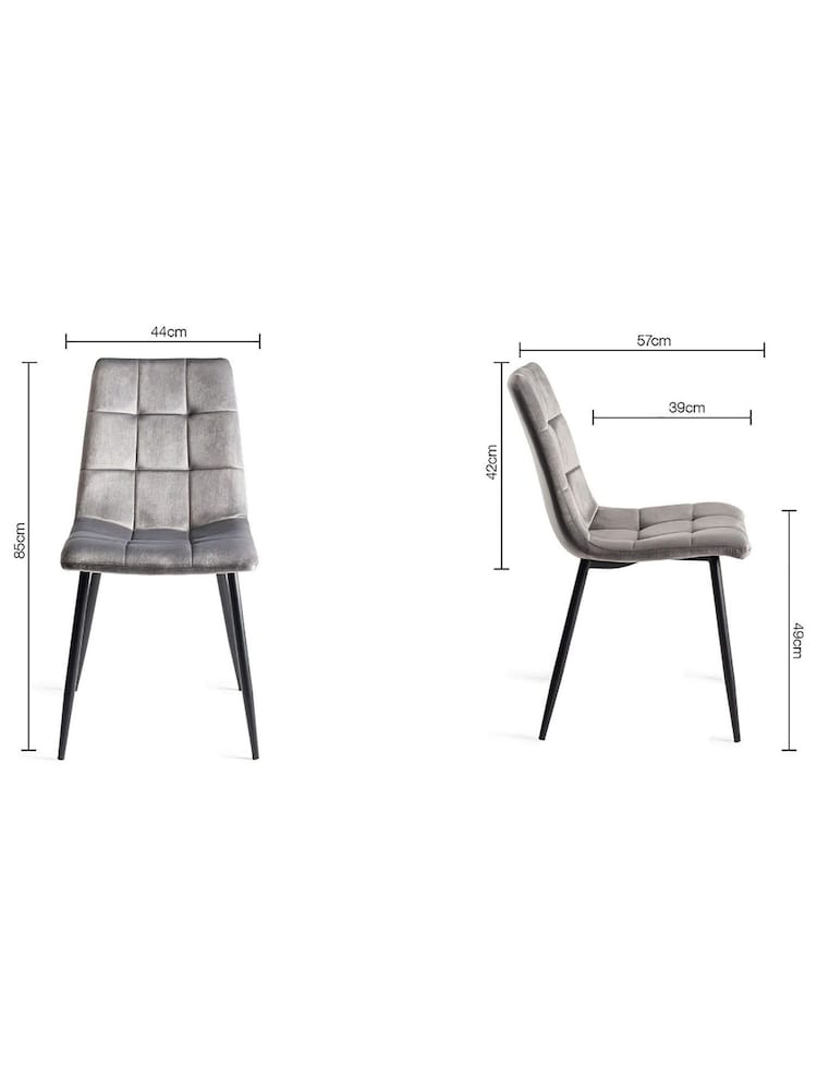 Bentley Designs Set of 2 Grey Mondrian Velvet Fabric Chairs - Image 4 of 4