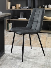 Bentley Designs Set of 2 Dark Grey Mondrian Faux Leather Chairs - Image 2 of 4