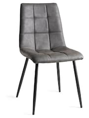 Bentley Designs Set of 2 Dark Grey Mondrian Faux Leather Chairs - Image 3 of 4
