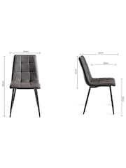 Bentley Designs Set of 2 Dark Grey Mondrian Faux Leather Chairs - Image 4 of 4
