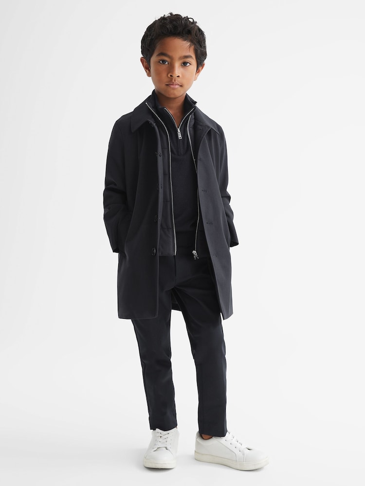 Reiss Navy Perrin Mac With Funnel-Neck Insert - Image 1 of 5