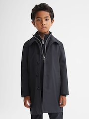 Reiss Navy Perrin Mac With Funnel-Neck Insert - Image 3 of 5