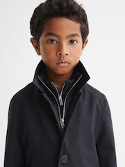 Reiss Navy Perrin Mac With Funnel-Neck Insert - Image 4 of 5