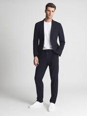 Reiss Navy Flexo Slim Fit Jersey-Stretch Blazer - Image 1 of 6