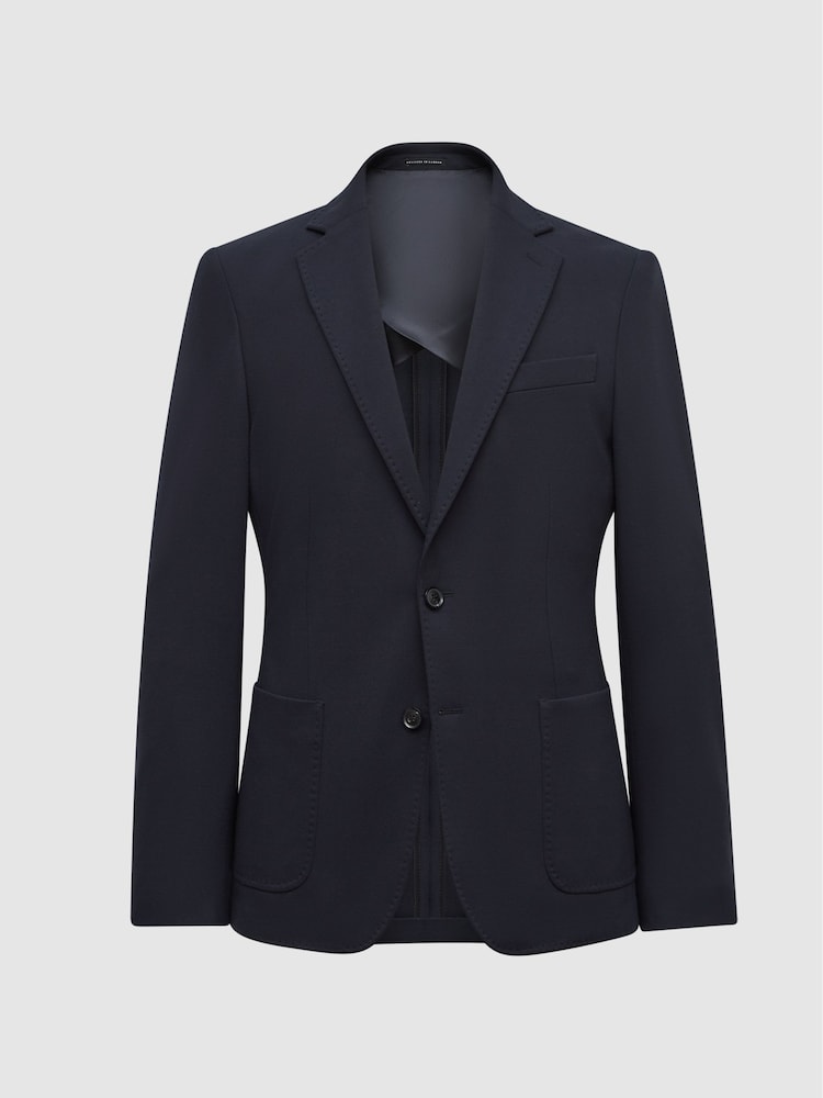 Reiss Navy Flexo Slim Fit Jersey-Stretch Blazer - Image 2 of 6