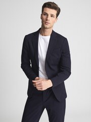 Reiss Navy Flexo Slim Fit Jersey-Stretch Blazer - Image 4 of 6