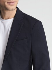 Reiss Navy Flexo Slim Fit Jersey-Stretch Blazer - Image 6 of 6