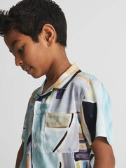 Reiss Multi Lexi Junior Cuban Collar Painted Print Shirt - Image 4 of 8