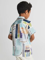 Reiss Multi Lexi Junior Cuban Collar Painted Print Shirt - Image 5 of 8