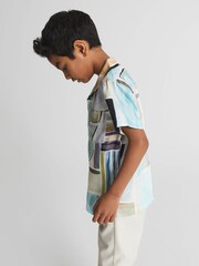 Reiss Multi Lexi Junior Cuban Collar Painted Print Shirt - Image 6 of 8