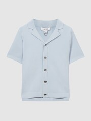 Reiss Soft Blue Chico Junior Cuban Collar Stretch Shirt - Image 2 of 6