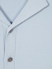 Reiss Soft Blue Chico Junior Cuban Collar Stretch Shirt - Image 6 of 6