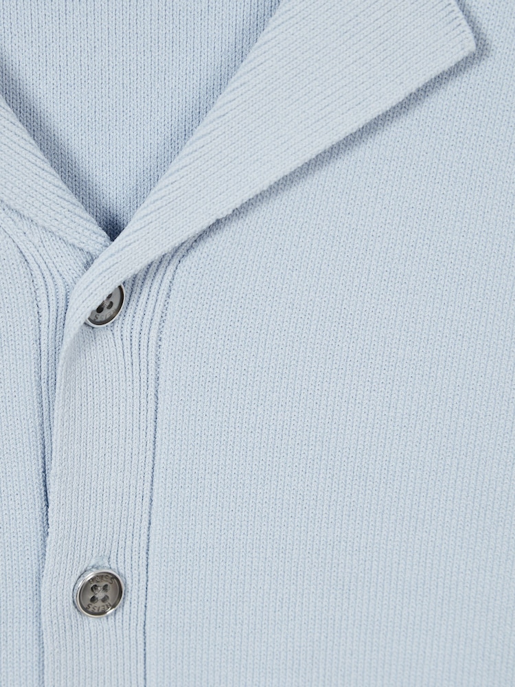 Reiss Soft Blue Chico Junior Cuban Collar Stretch Shirt - Image 6 of 6