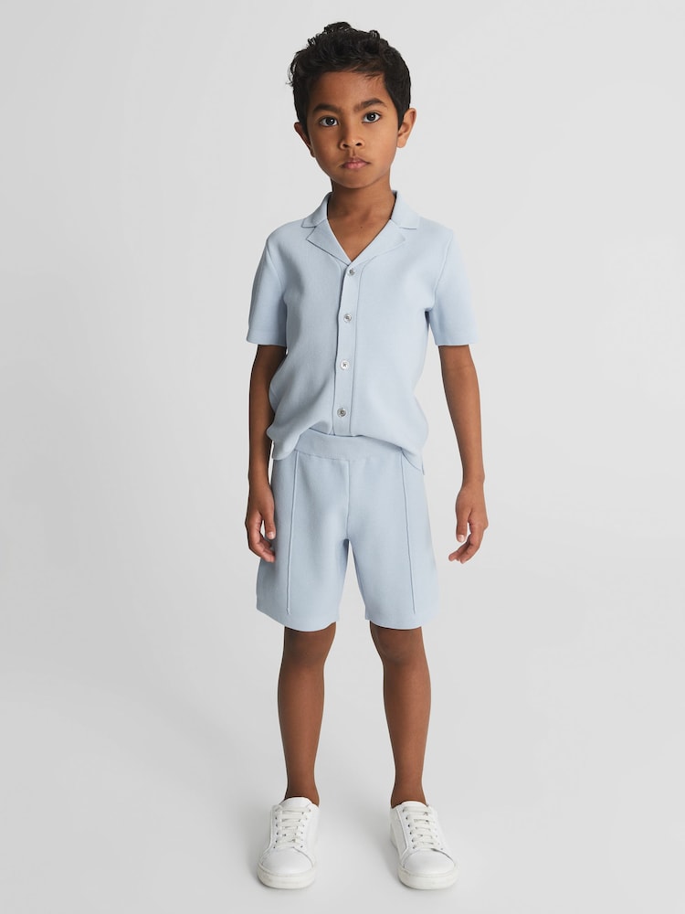 Reiss Soft Blue Latin Junior Jogger Style Stretch Shorts - Image 1 of 5