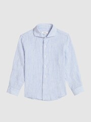 Reiss White/Blue Ruban Linen Regular Fit Shirt - Image 2 of 6