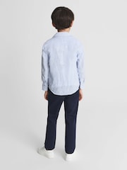 Reiss White/Blue Ruban Linen Regular Fit Shirt - Image 5 of 6