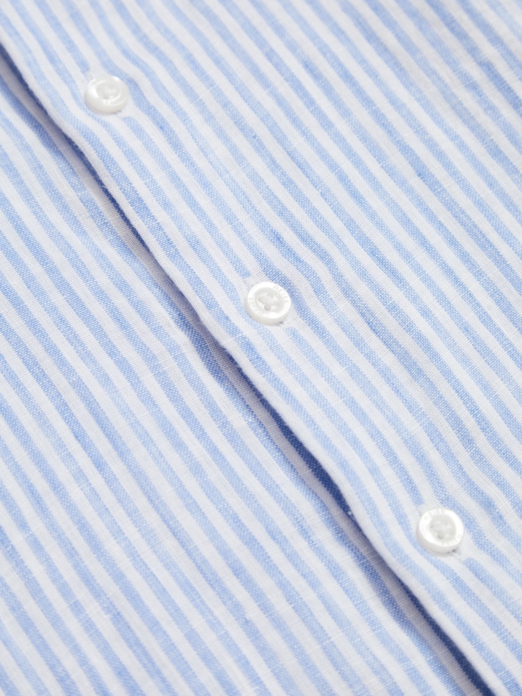 Reiss White/Blue Ruban Linen Regular Fit Shirt - Image 6 of 6