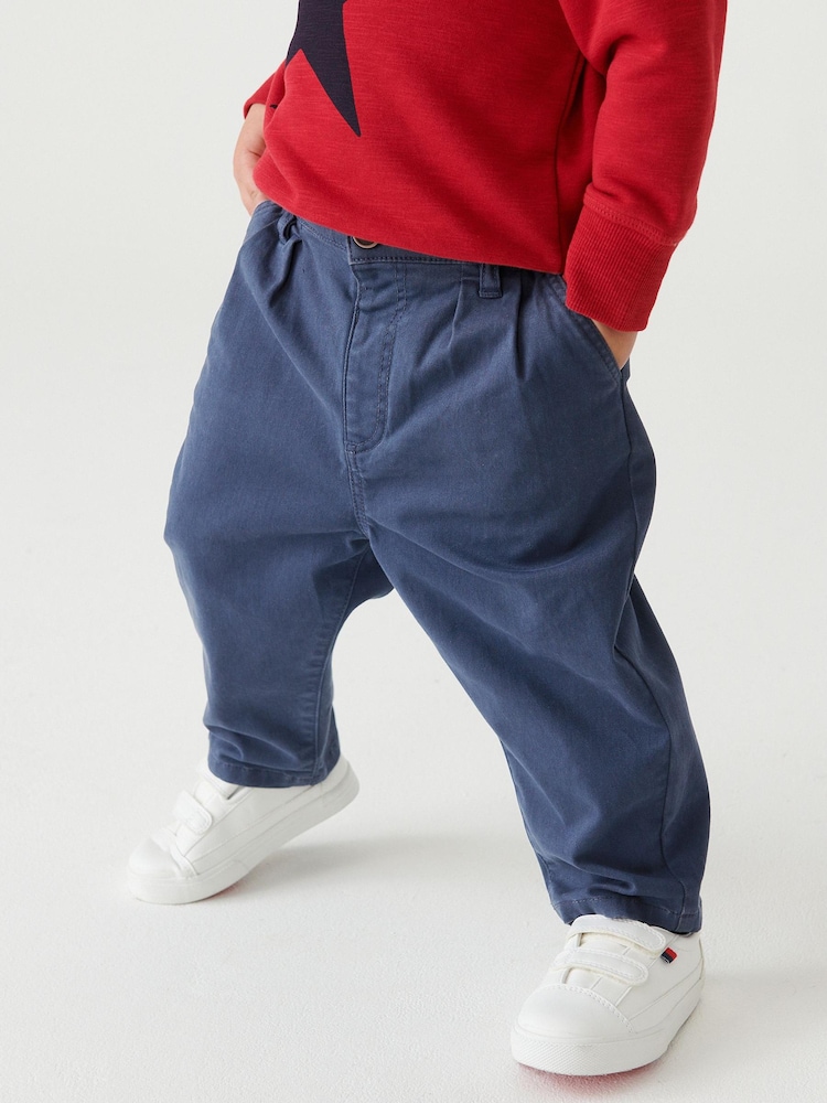 Синий - Брюки чинос со складками спереди ( 3 мес. - 7 лет) - Image 1 of 4