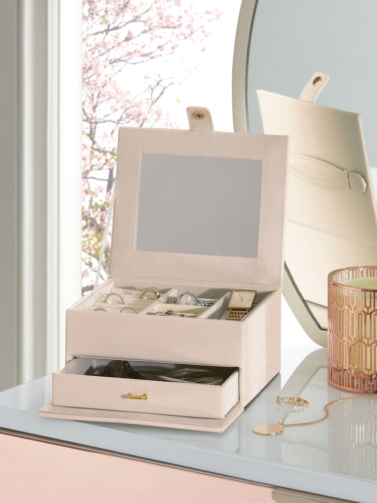 Nude Pink Faux Leather Jewellery Box Jewellery Box - Image 2 of 6 Nude Pink Faux Leather Jewellery Box Jewellery Box - Image 2 of 6