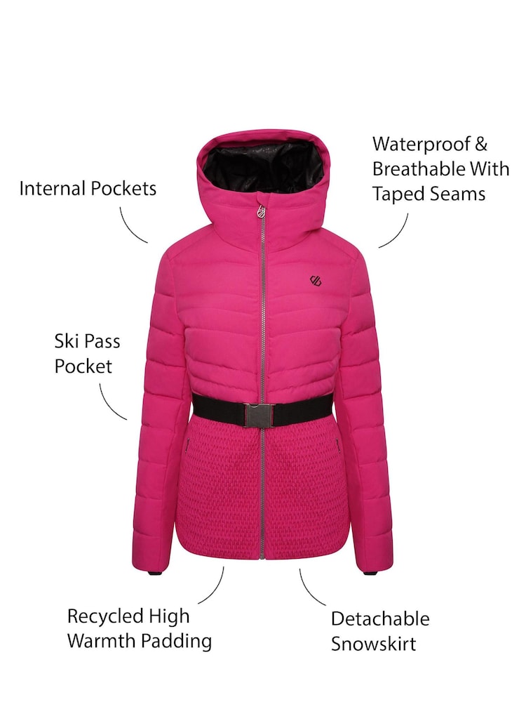 Pink Dare 2b x Next Hit The Slopes Premium Belted Ski Jacket - Image 2 of 9