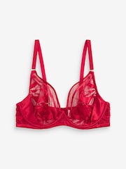 Red DD+ Non Pad Plunge Embroidered Bra - Image 1 of 1