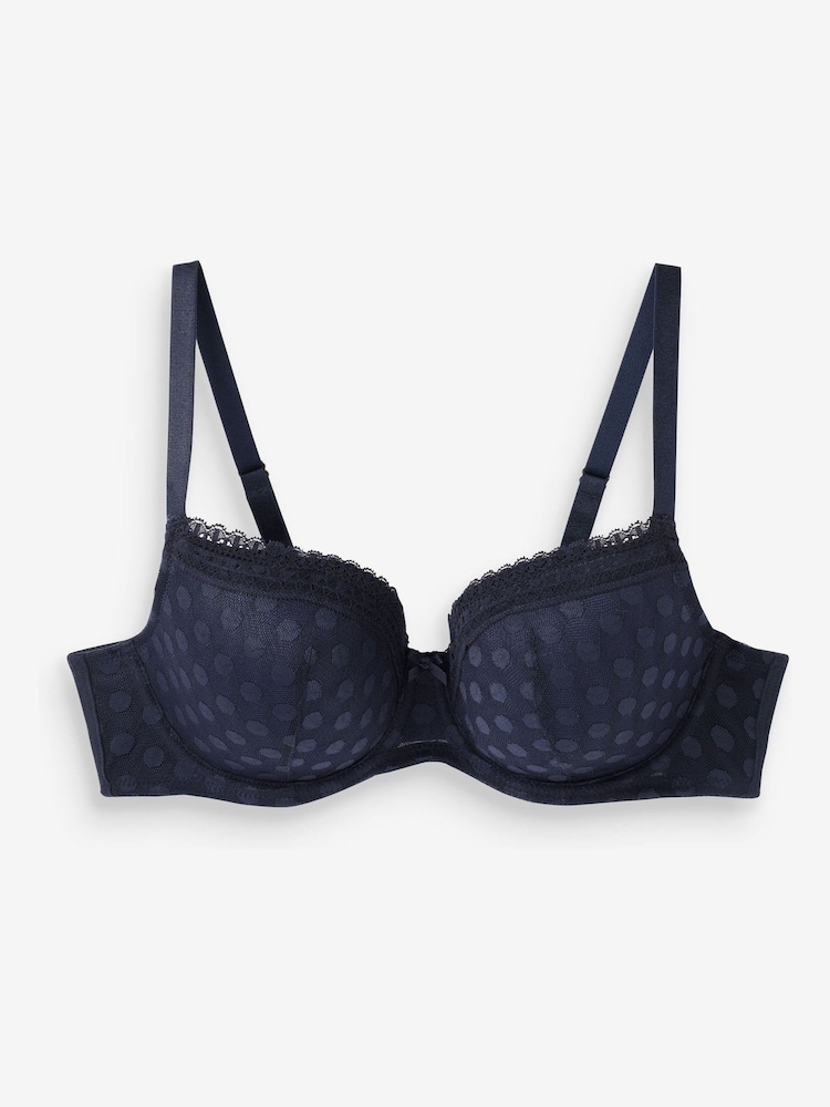 Navy Blue/Red DD+ Pad Balcony Spot Mesh Bras 2 Pack - Image 4 of 4 Navy Blue/Red DD+ Pad Balcony Spot Mesh Bras 2 Pack - Image 4 of 4