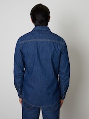 Threadbare Mid Blue Denim Long Sleeve 100% Cotton Shirt - Image 2 of 5