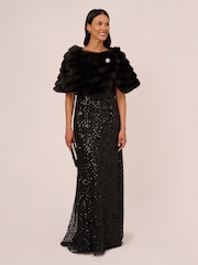 Adrianna Papell Faux Fur Brooch Coverup - Image 3 of 7