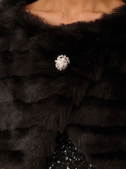 Adrianna Papell Faux Fur Brooch Coverup - Image 5 of 7