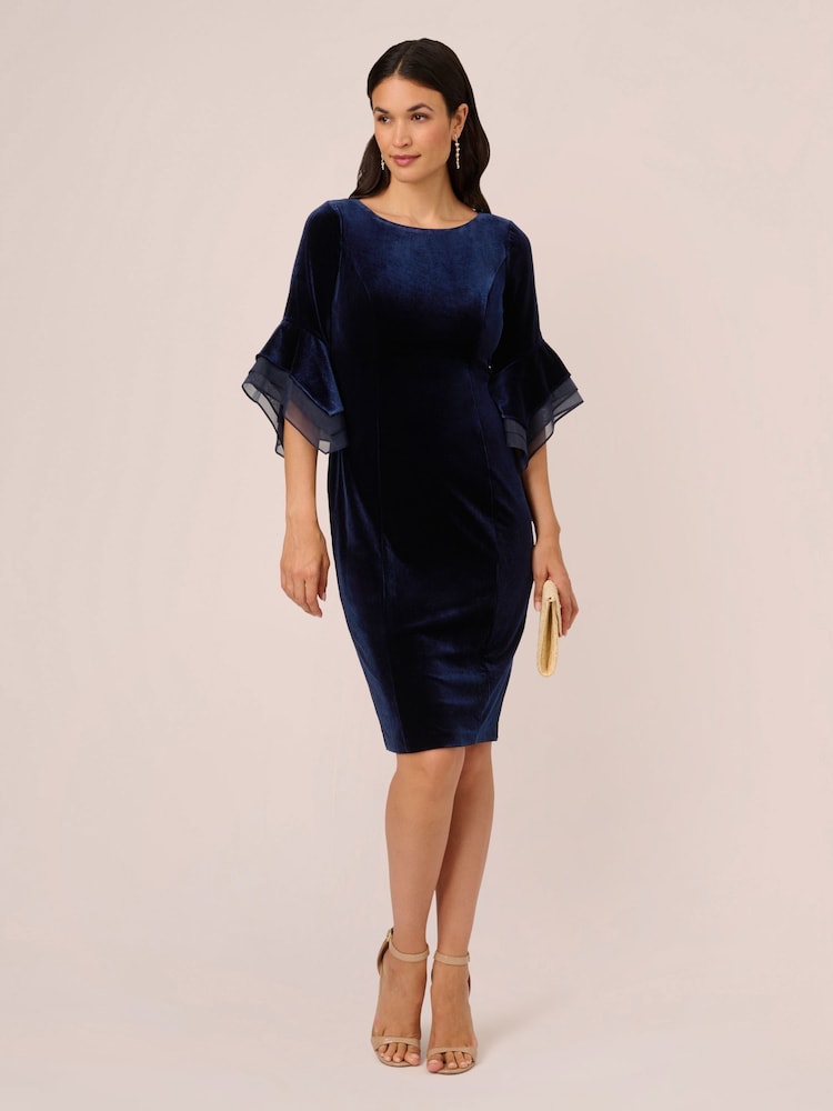 Azul - Vestido corto de terciopelo con mangas acampanadas de Adrianna Papell - Imagen 1 de 7 Azul - Vestido corto de terciopelo con mangas acampanadas de Adrianna Papell - Imagen 1 de 7