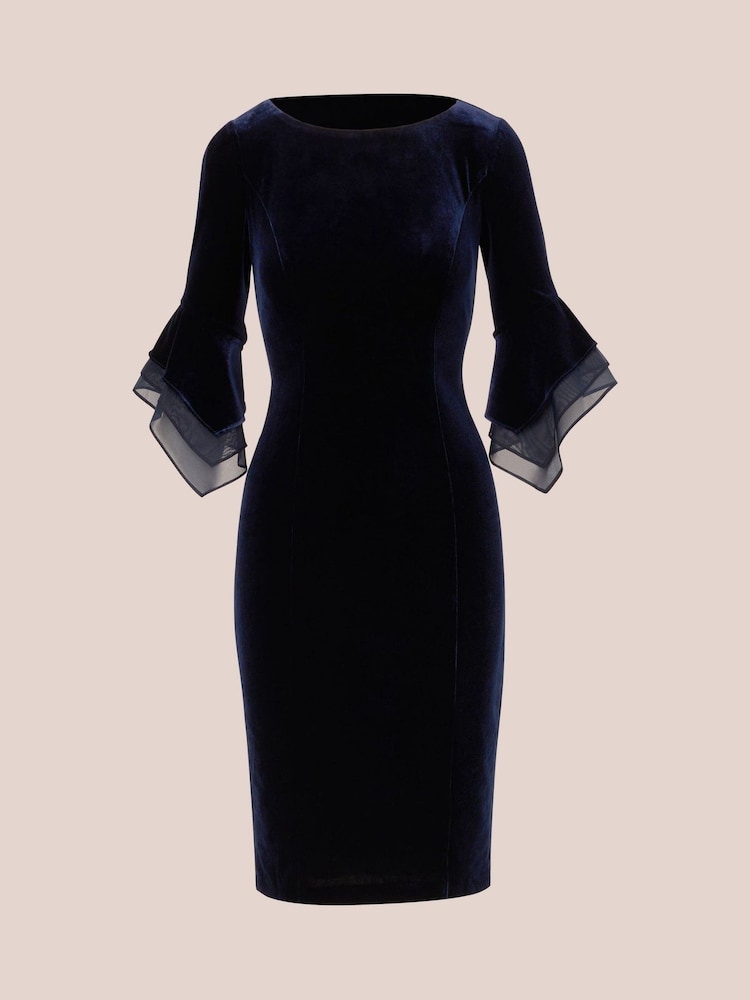 Adrianna Papell Velvet Bell Sleeve Short Dress - Image 6 of 7