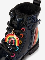 Navy Blue Wide Fit (G) Next Warm Lined Lace-Up Boots - Image 3 of 4