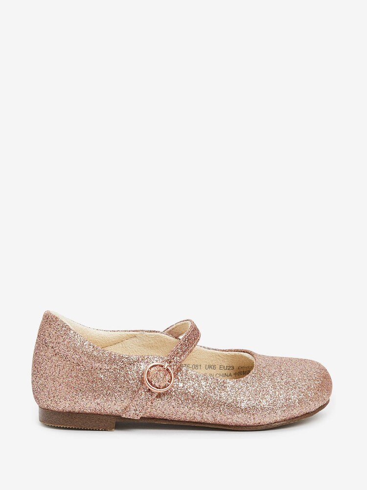 Pale Pink Glitter Wide Fit (G) Mary Jane Occasion Shoes - Image 1 of 4