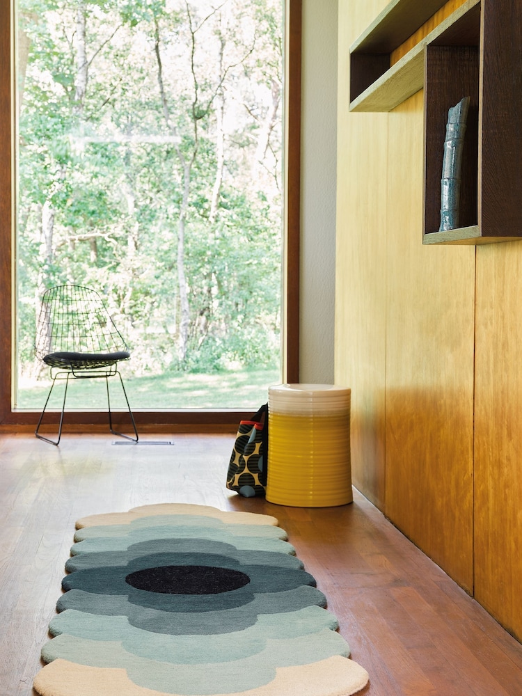 Orla Kiely Teal Blue Optical Flower Rug - Image 1 of 4 Orla Kiely Teal Blue Optical Flower Rug - Image 1 of 4