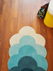 Orla Kiely Teal Blue Optical Flower Rug - Image 3 of 4