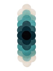 Orla Kiely Teal Blue Optical Flower Rug - Image 4 of 4