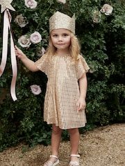 Gold Sequin Party Angel Sleeve Dress (3mths-10yrs) - Image 5 of 9