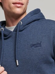 bleu foncé - Sweat à capuche brodé Superdry coton vintage à logo - Image 1 of 1