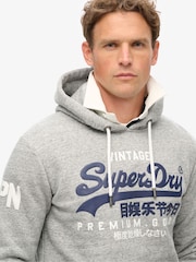 Superdry Grey Vintage Logo Slim Fit Classic Hoodie - Image 3 of 6