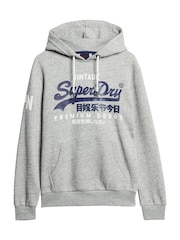 Superdry Grey Vintage Logo Slim Fit Classic Hoodie - Image 4 of 6