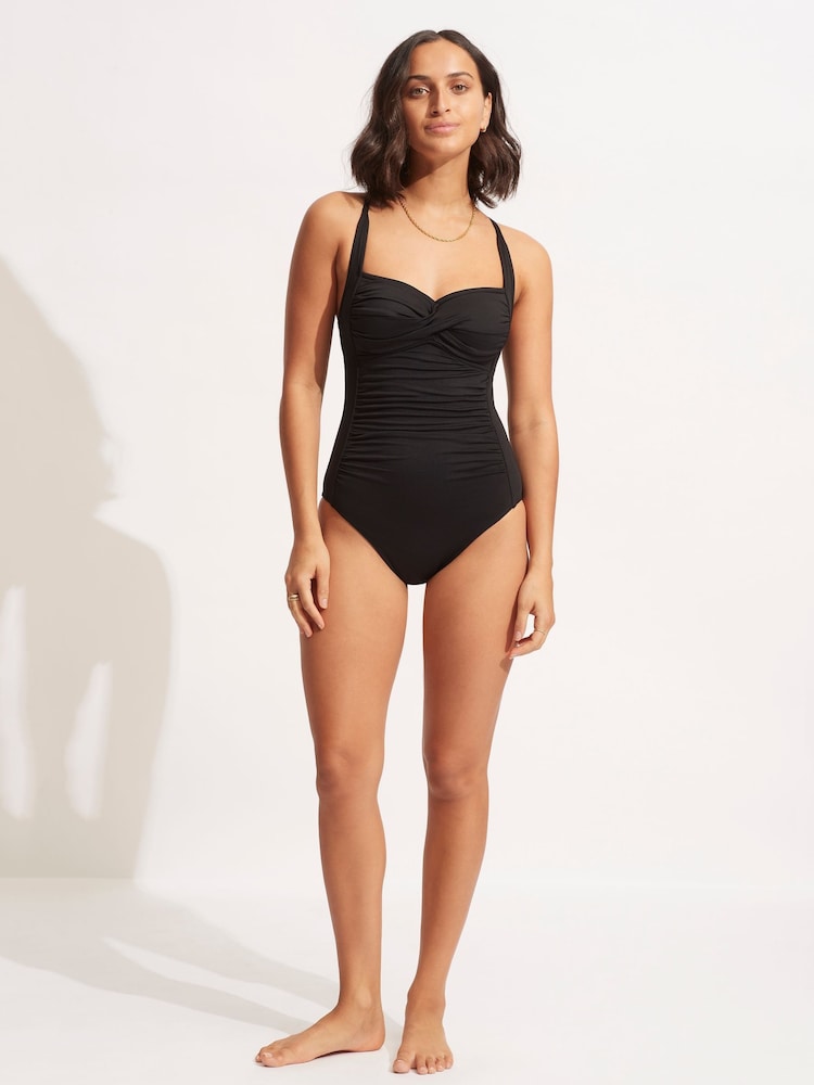 Seafolly Collective Twist Halterneck Waist Stretch Black Swimsuit - Image 2 of 4