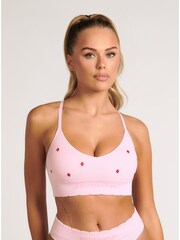 Boux Avenue Pink Strawberry Embroidered Seamless Supersoft Loungewear Bralette - Image 1 of 4