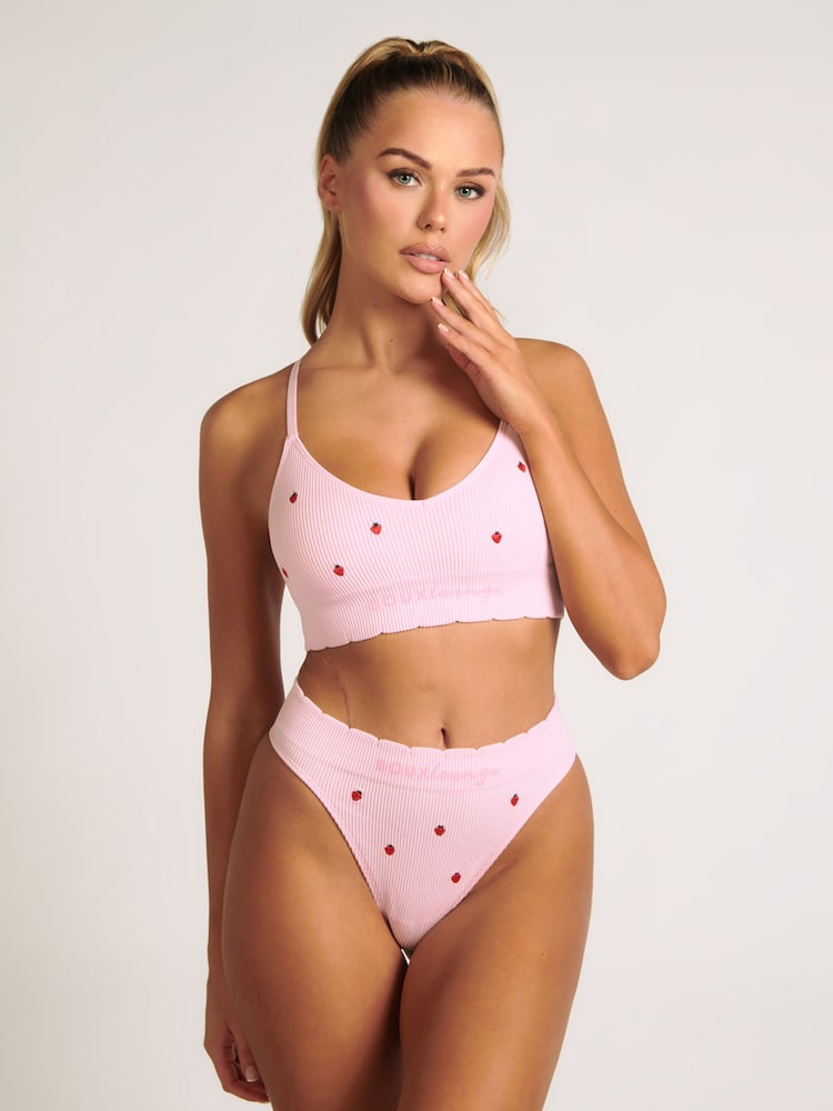 Boux Avenue Pink Strawberry Embroidered Seamless Supersoft Loungewear Bralette - Image 2 of 4