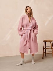 Pink 100% Cotton Waffle Dressing Gown - Image 2 of 7